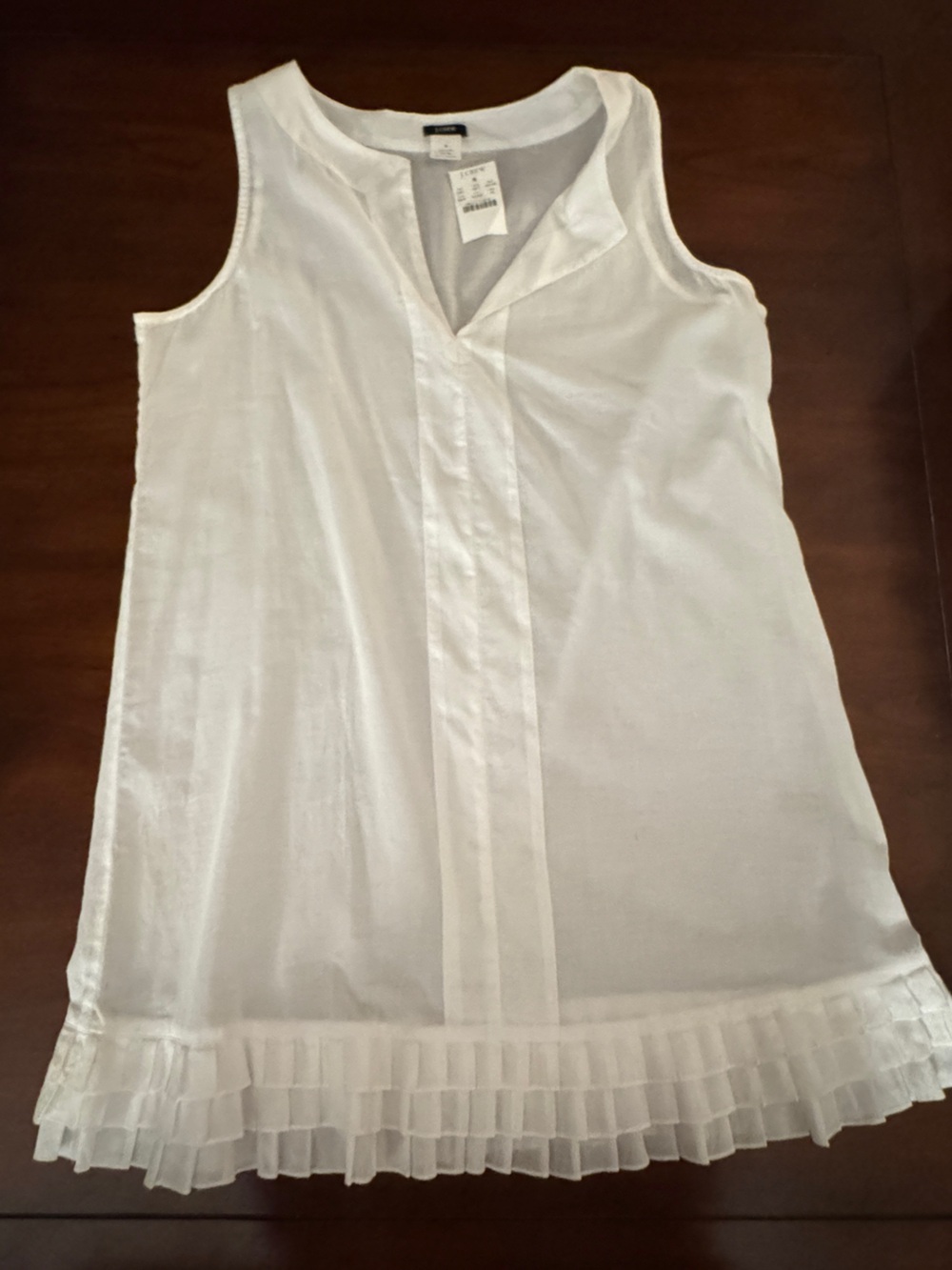J.Crew White Cotton Voile Sheer Tunic Cover-Up Pleated Hem NWT M Coastal Chic - Picture 2 of 5